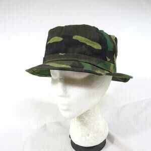 Woodland Camouflage Bucket Boonie Hat Green Brown K-Mart Brand Sz L 1980s